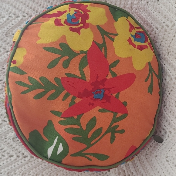 Pier 1 Imports 2 round bright floral pillows - Picture 2 of 6